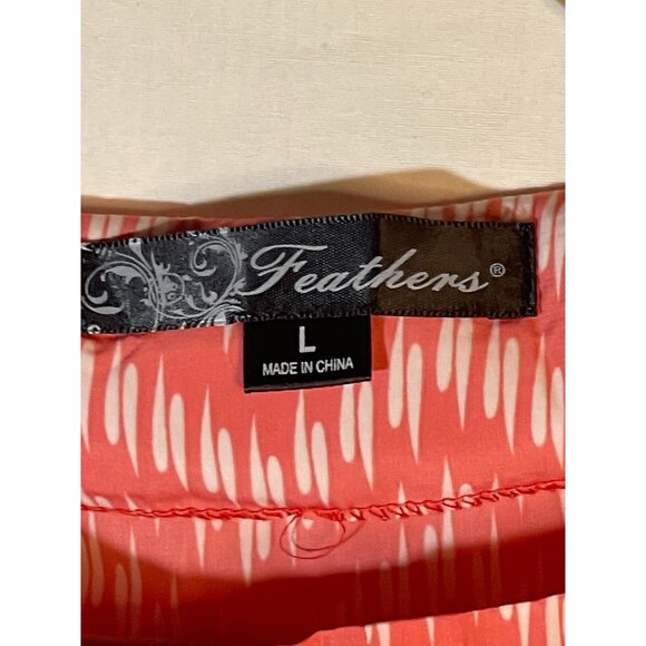 Feathers pink white with green orange blue red design at bottom large READ NEW - Picture 7 of 12